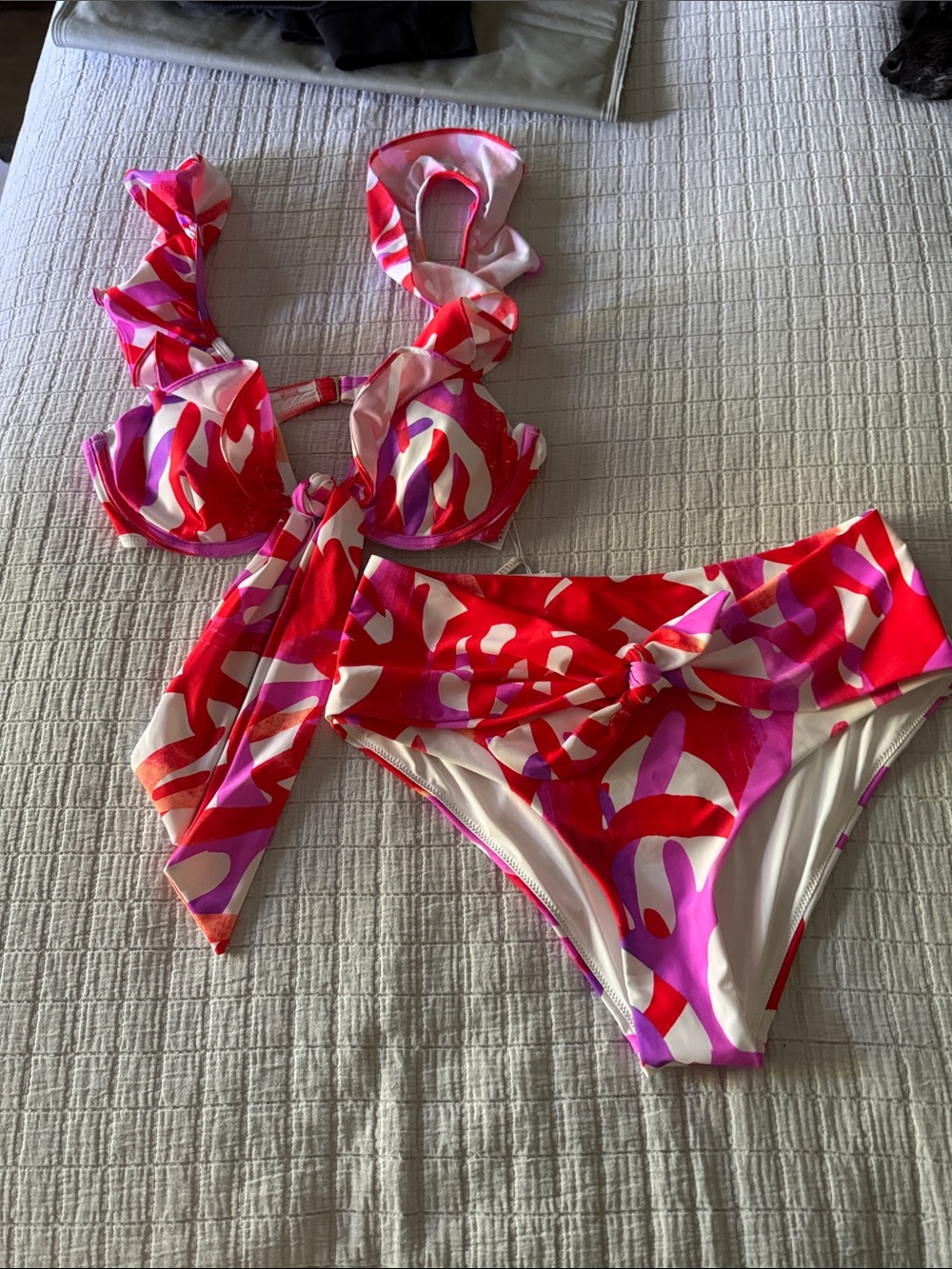 Milly Italian Under The Sea Ruffle Bikini in Pink Multi